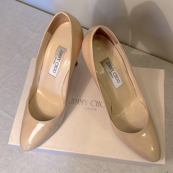 Jimmy Choo Vikki Pumps Nude Patent Leather | Wedding/Events Sz39 - Picture 4 of 15
